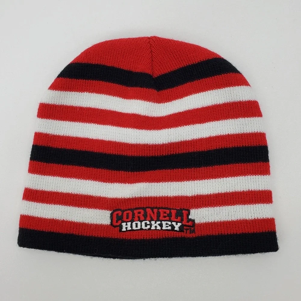 Cornell University Big Red Hockey Beanie Hat and‎ Scarf Set Red White Black Knit